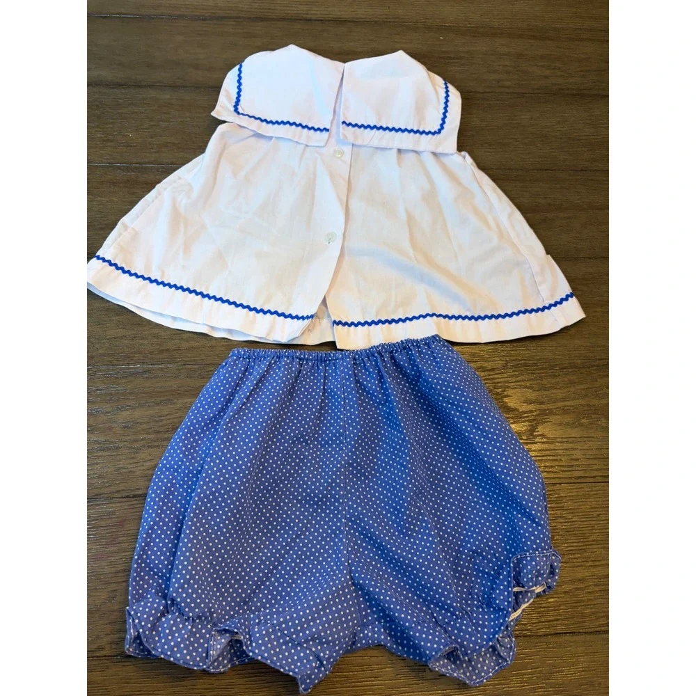 Color Kids Sailor Set Toddler 24M Nautical Sailboat Bloomer Polka Dot White Blue